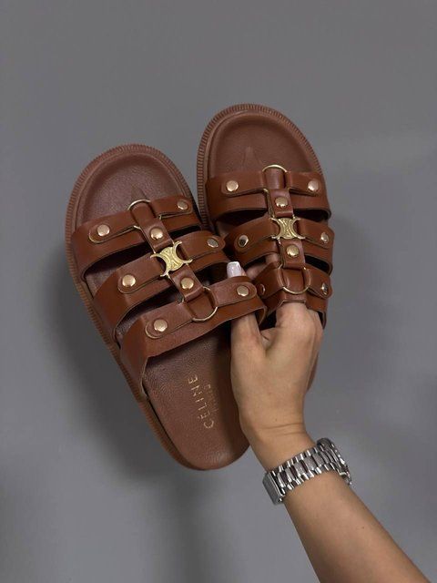 Жіночі бежеві шльопанці Celine Tippi Slides Beige Ginger х Селін 36 ALL21336 фото