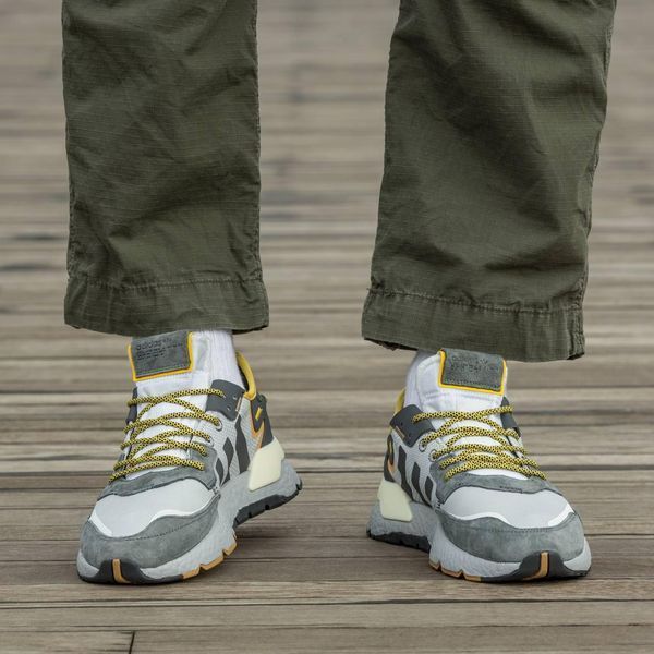 Сірі чоловічі кросівки Adidas Nite Jogger Boost Core Black Yellow Dark Grey x Джоггер 41 ALL10931 фото