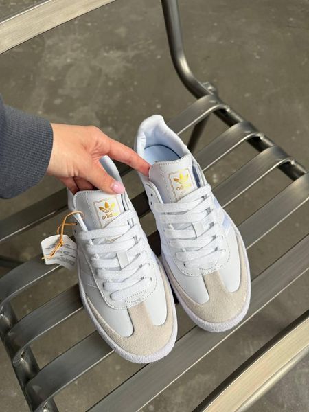 Білі шкіряні кросівки унісекс Adidas Samba White x Самба 36 ALL20545 фото