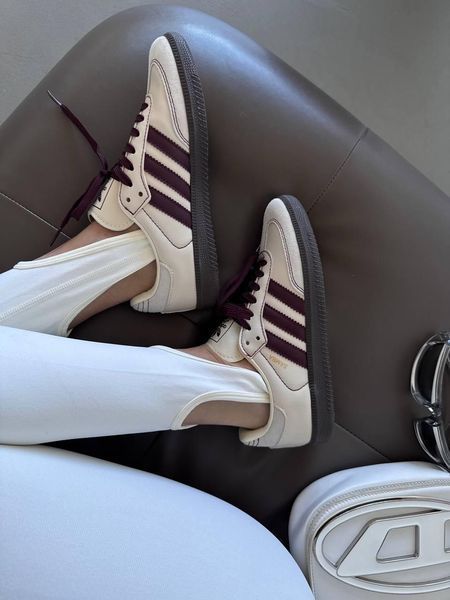 Жіночі бежеві кросівки Adidas Samba OG Wonder White Maroon x Самба 36 ALL20390 фото