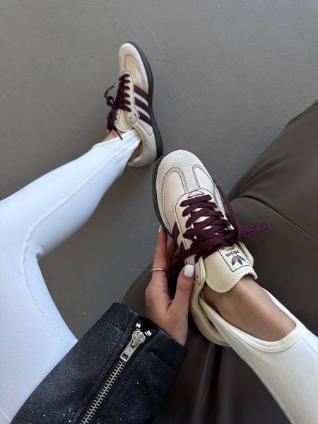 Жіночі бежеві кросівки Adidas Samba OG Wonder White Maroon x Самба 36 ALL20390 фото