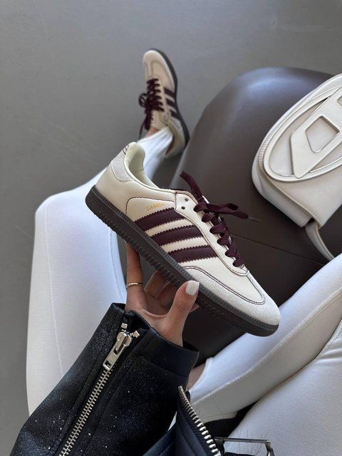 Жіночі бежеві кросівки Adidas Samba OG Wonder White Maroon x Самба 36 ALL20390 фото