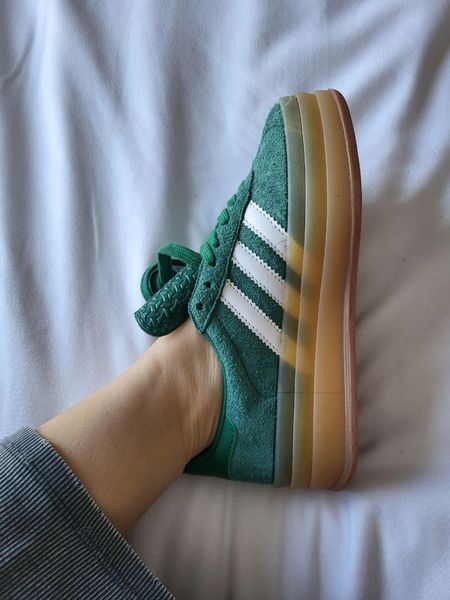 Жіночі зелені кросівки Adidas Gazelle Bold Platform Green White х Газель 36 ALL18130 фото