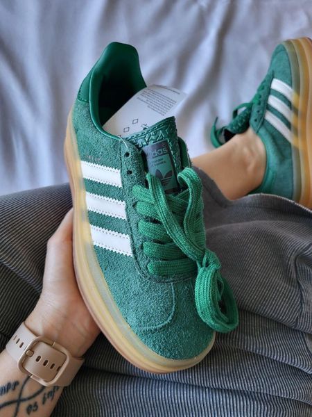 Жіночі зелені кросівки Adidas Gazelle Bold Platform Green White х Газель 36 ALL18130 фото