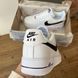 Білі шкіряні кросівки Найк Ейр Форс унісекс Nike Air Force 1 White Black Logo 36 ALL07854W фото 3