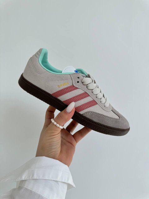 Сірі замшеві кросівки Adidas Samba Grey Red Mint x Адідас Самба 36 ALL16291 фото