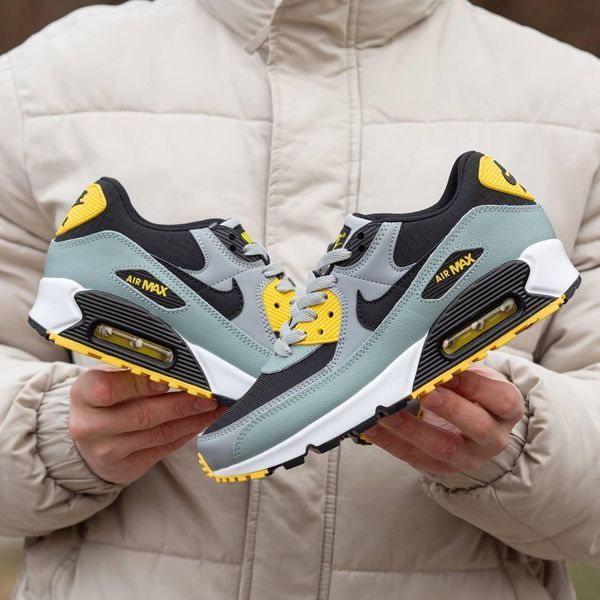 Чоловічі сірі кросівки Nike Air Max 90 Green Grey Black Yellow х Ейр Макс 40 ALL19734 фото
