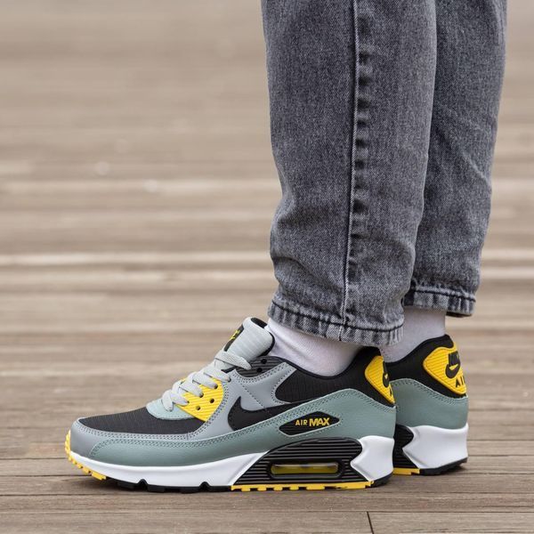 Чоловічі сірі кросівки Nike Air Max 90 Green Grey Black Yellow х Ейр Макс 40 ALL19734 фото