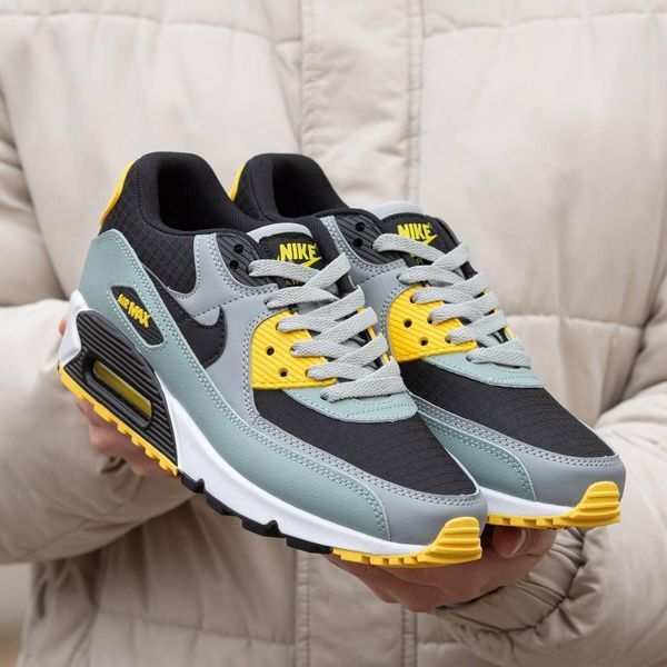 Чоловічі сірі кросівки Nike Air Max 90 Green Grey Black Yellow х Ейр Макс 40 ALL19734 фото