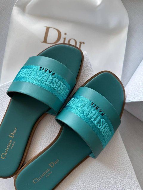 Жіночі блакитні шльопанці Dior Slippers Premium Blue х Діор Сліпперс 37 ALL17553 фото