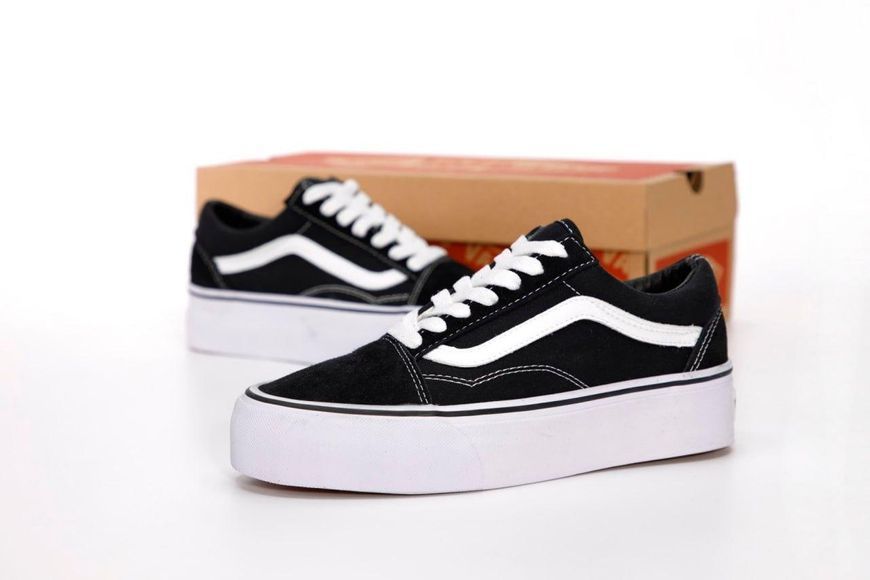 Кросівки жіночі Ванс Олд Скул Vans Old Skool Black White Platform Premium 37 ALL08980 фото