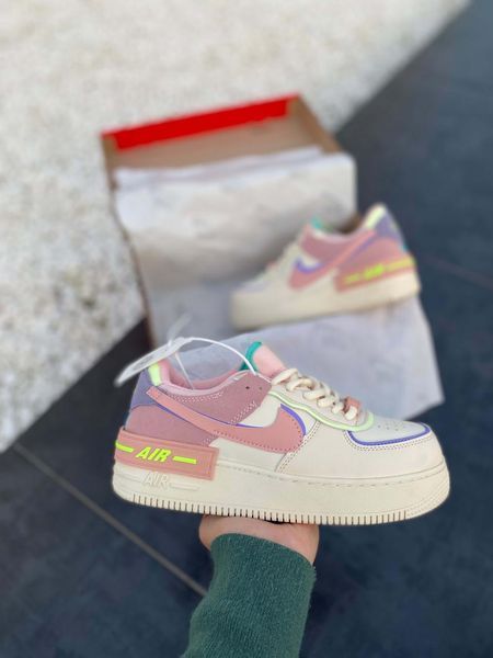 Бежеві шкіряні кросівки Найк Ейр Форс Шедов унісекс Nike Air Force Shadow Cashmere 36 ALL08035W фото
