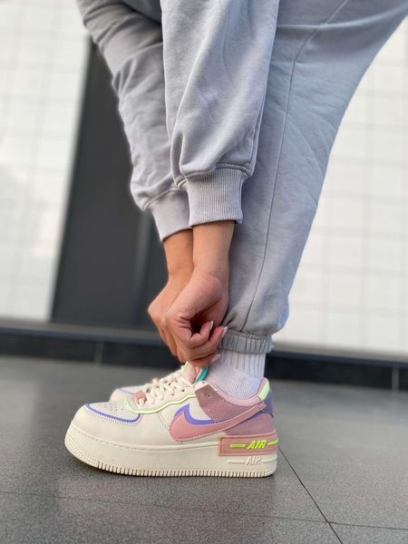Бежеві шкіряні кросівки Найк Ейр Форс Шедов унісекс Nike Air Force Shadow Cashmere 36 ALL08035W фото