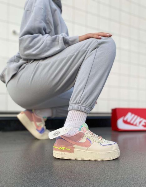 Бежеві шкіряні кросівки Найк Ейр Форс Шедов унісекс Nike Air Force Shadow Cashmere 36 ALL08035W фото