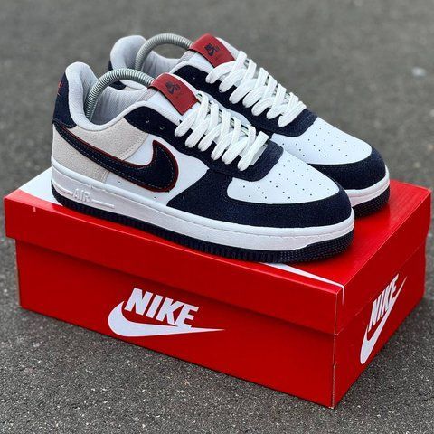 Чоловічі білі кросівки Nike Air Force 1 Low White Blue х Найк Ейр Форс 40 ALL18001 фото