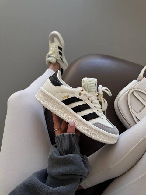 Білі кросівки унісекс Adidas Samba XLG Platform White Black Grey x Самба 36 ALL21005 фото