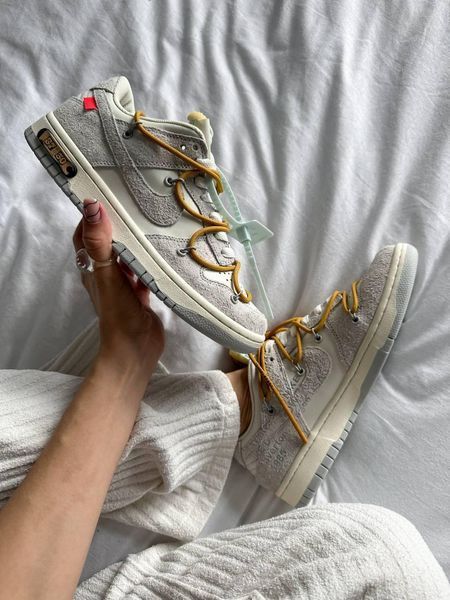 Сірі кросівки унісекс Nike SB Dunk Low Off White Grey Yellow Lot 37/50 х Данк 36 ALL12266 фото