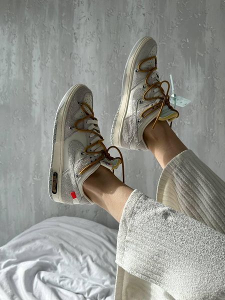 Сірі кросівки унісекс Nike SB Dunk Low Off White Grey Yellow Lot 37/50 х Данк 36 ALL12266 фото