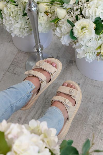 Жіночі бежеві шльопанці Chanel Slippers Beige х Шанель 37 ALL08703 фото