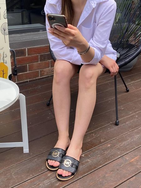Жіночі чорні шльопанці Michael Kors Slides Black х Корс Слайдс 36 ALL12534 фото
