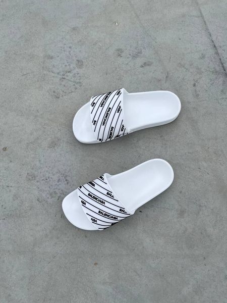 Білі літні шльопанці Баленсіага Слайдс літо Balenciaga Slides Small Logo White 36 ALL08483W фото