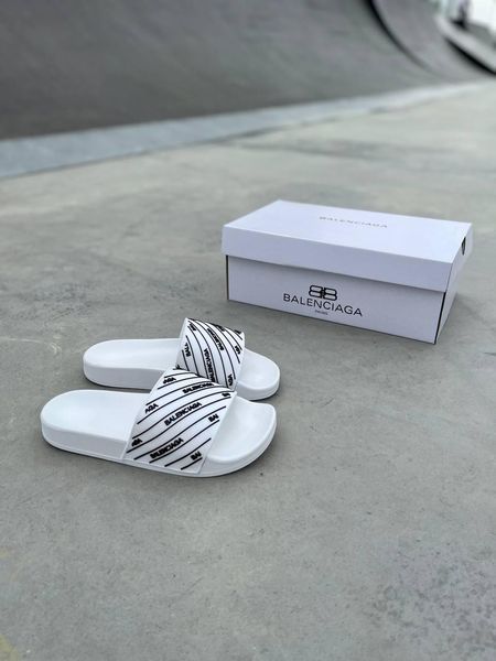 Білі літні шльопанці Баленсіага Слайдс літо Balenciaga Slides Small Logo White 36 ALL08483W фото