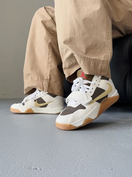 Білі кросівки унісекс Nike Air Jordan Cut The Check Travis Scott White Brown х Джордан 36 ALL14359 фото