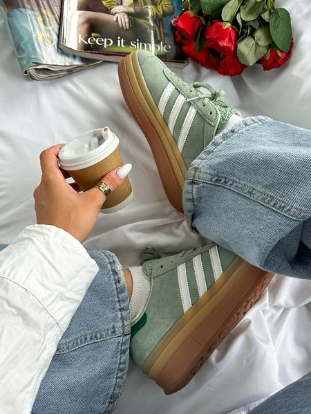 Жіночі м'ятні кросівки Adidas Gazelle Bold Platform Mint White х Адідас Газель ALL17782 фото