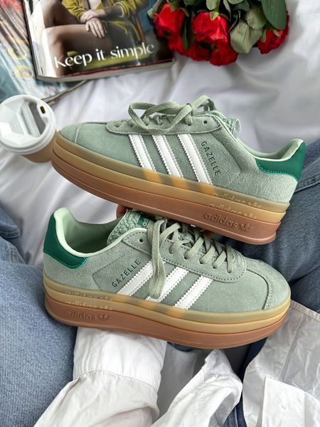 Жіночі м'ятні кросівки Adidas Gazelle Bold Platform Mint White х Адідас Газель ALL17782 фото