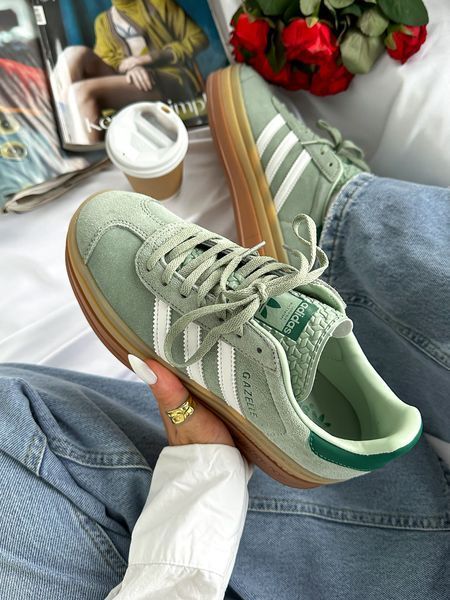 Жіночі м'ятні кросівки Adidas Gazelle Bold Platform Mint White х Адідас Газель ALL17782 фото