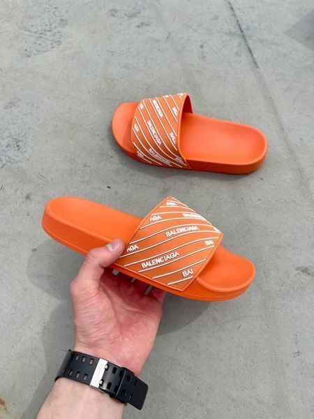 Помаранчеві жіночі шльопанці Баленсіага Слайдс літо Balenciaga Slides Small Logo Orange 36 ALL08528W фото