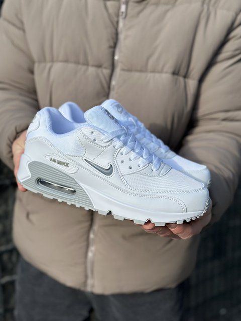 Чоловічі білі кросівки Nike Air Max 90 White Grey х Ейр Макс 44 ALL17728 фото
