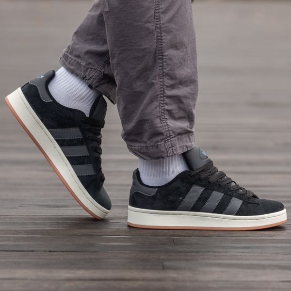 Сірі замшеві кросівки Adidas Campus Black White x Адідас Кампус 36 ALL14327 фото