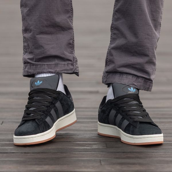 Сірі замшеві кросівки Adidas Campus Black White x Адідас Кампус 36 ALL14327 фото