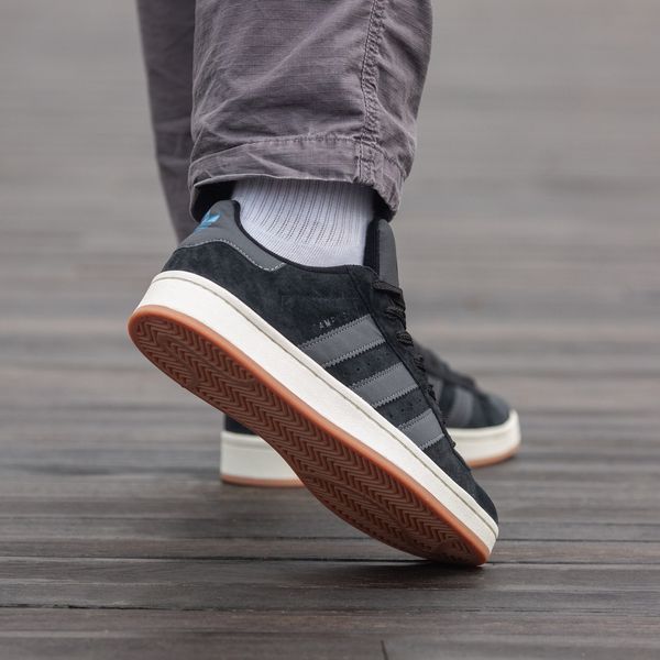 Сірі замшеві кросівки Adidas Campus Black White x Адідас Кампус 36 ALL14327 фото