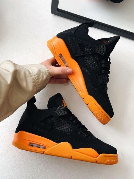 Чорні чоловічі кросівки джордан 4 нубук Jordan 4 Black Gum 41 ALL07763M фото