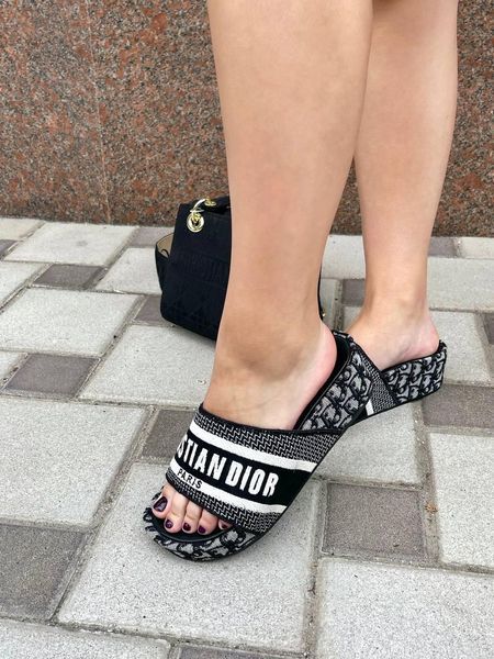 Жіночі чорні шльопанці Dior Slippers Black х Діор Сліпперс 36 ALL09055 фото