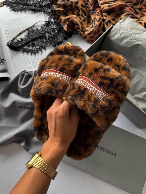 Жіночі леопардові шльопанці, тапочки Balenciaga Slippers Leopard х Баленсіага 36 ALL17160 фото