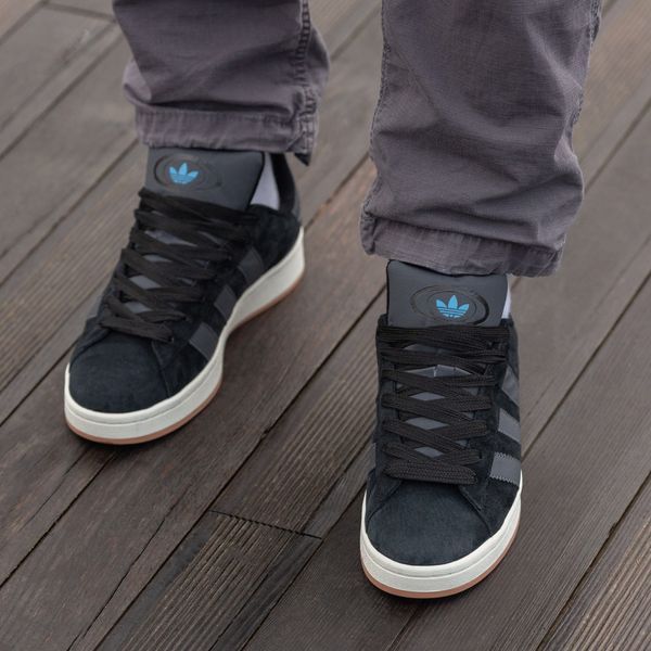 Сірі замшеві кросівки Adidas Campus Black White x Адідас Кампус 37 ALL14327 фото