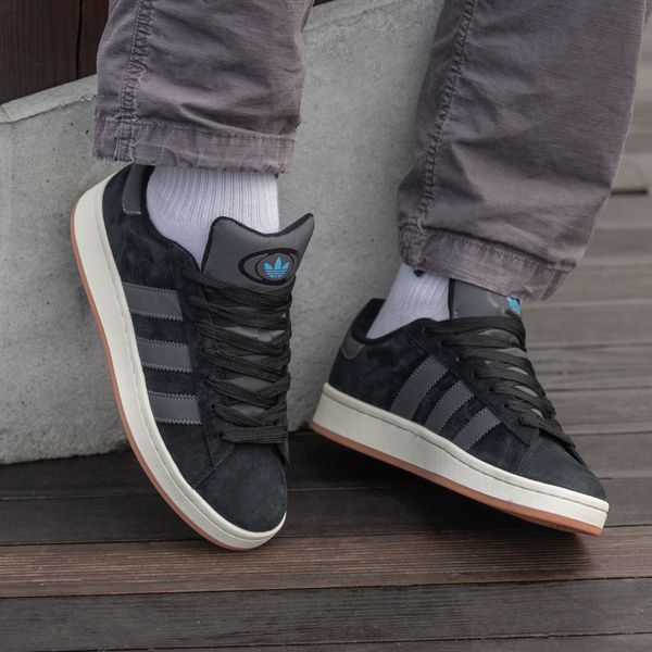 Сірі замшеві кросівки Adidas Campus Black White x Адідас Кампус 37 ALL14327 фото
