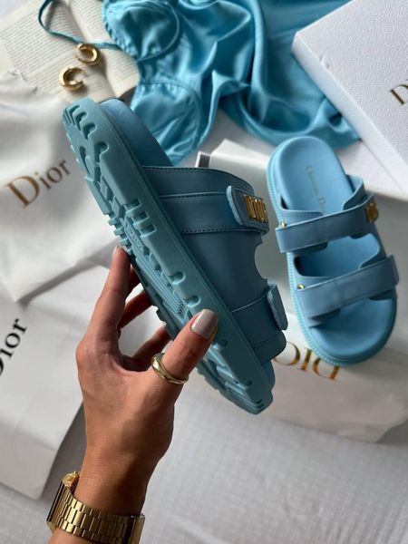 Жіночі блакитні шльопанці Dior Slippers Premium Blue х Діор Сліпперс 36 ALL17069 фото