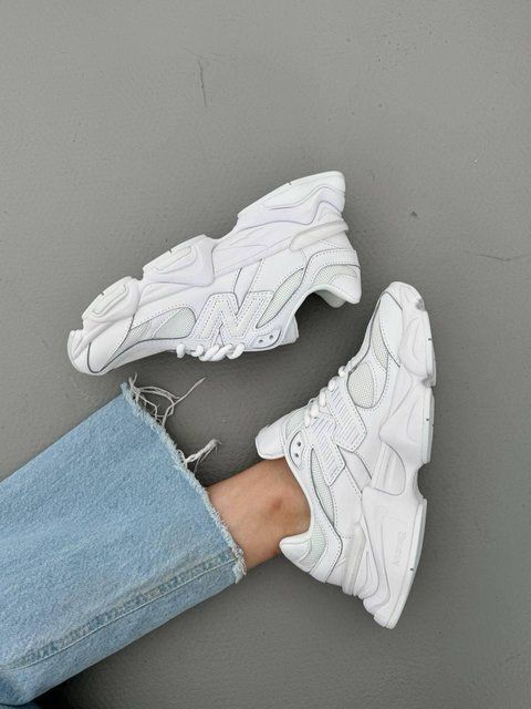 Шкіряні білі кросівки New Balance 9060 Triple White х Нью Беланс 36 ALL16796 фото