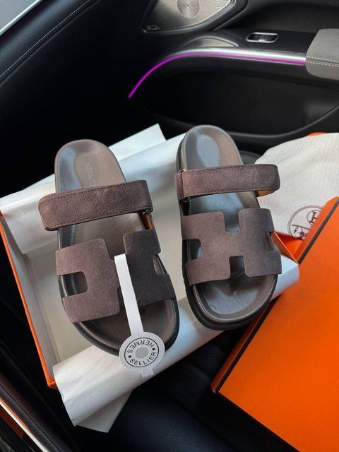 Жіночі бежеві шльопанці, капці Hermes Chypre Apricot Sandals Mocco х Ермес 37 ALL16798 фото