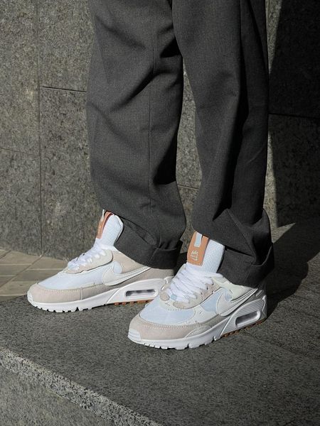 Бежеві замшеві кросівки Найк Ейр Макс 90 жіночі Nike Air Max 90 Beige White 36 ALL09641W фото