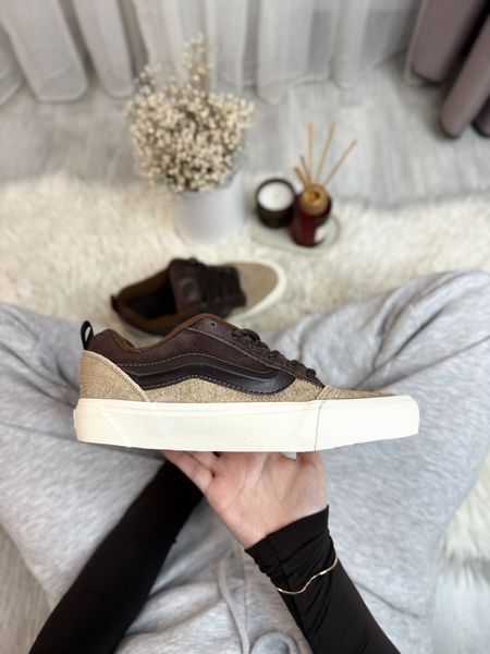 Коричневі кеди унісекс Vans KNU Skool Brown Beige White х Ванс 36 ALL16660 фото