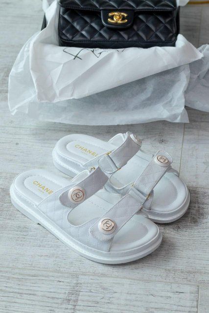Жіночі білі шльопанці Chanel Slippers White х Шанель 39 ALL08701 фото