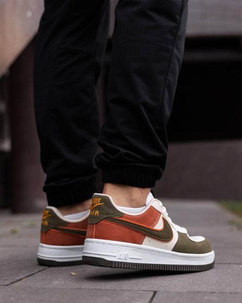 Чоловічі білі кросівки Nike Air Force 1 Beige Khaki Orange х Найк Ейр Форс 40 ALL18002 фото