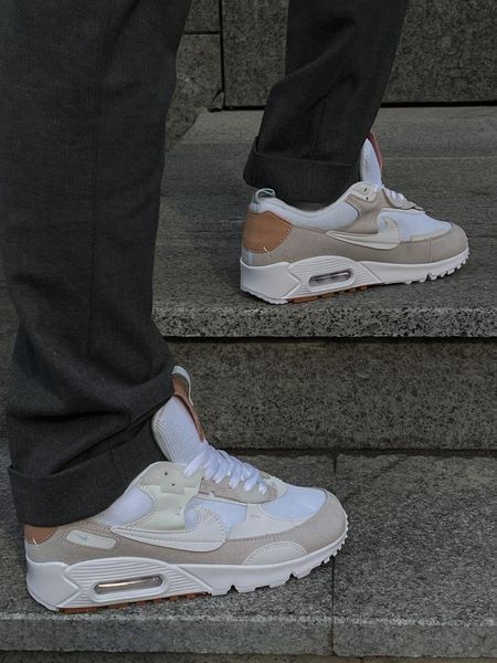 Бежеві кросівки замшеві Найк Ейр Макс 90 жіночі Nike Air Max 90 Beige White 40 ALL09641W фото