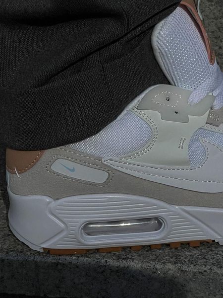 Бежеві кросівки замшеві Найк Ейр Макс 90 жіночі Nike Air Max 90 Beige White 40 ALL09641W фото
