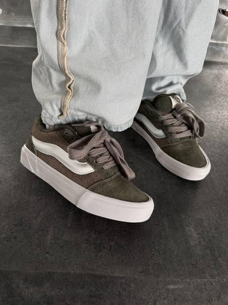 Зелені кеди Vans KNU Skool Grey Green White х Ванс 36 ALL15697 фото